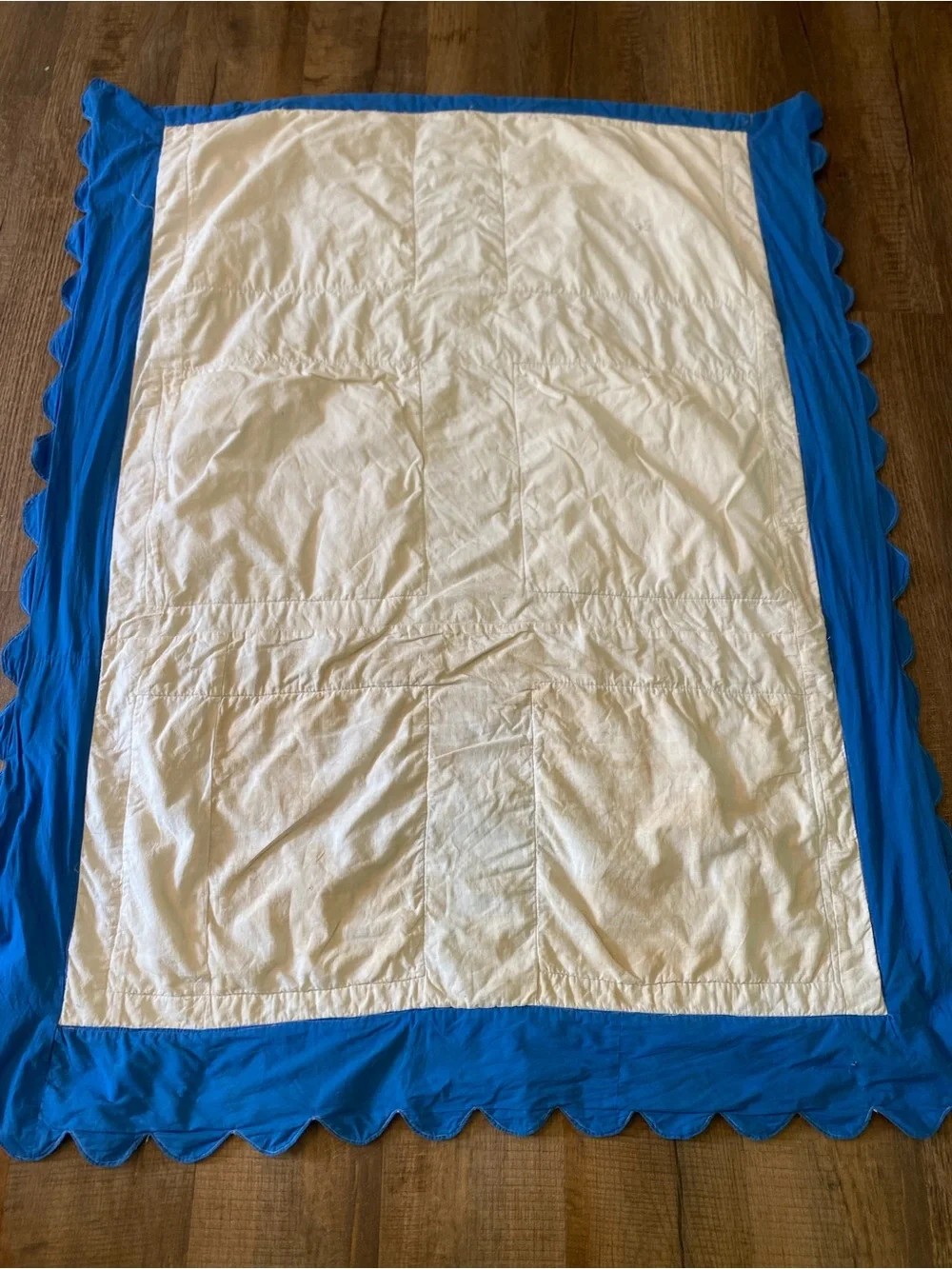 Hand-Embroidered Blue & Vintage Quilt